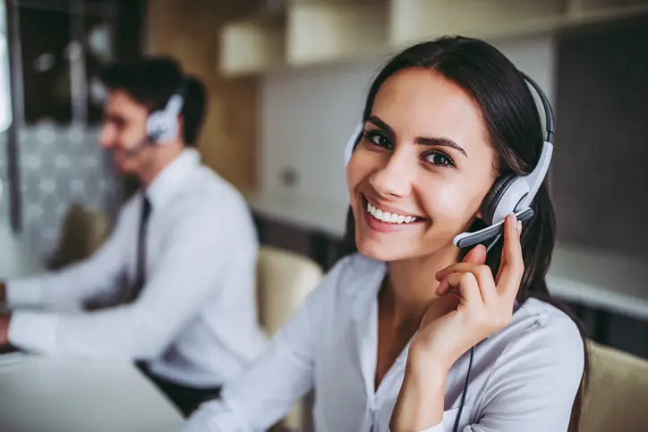 Customer service young woman with headset